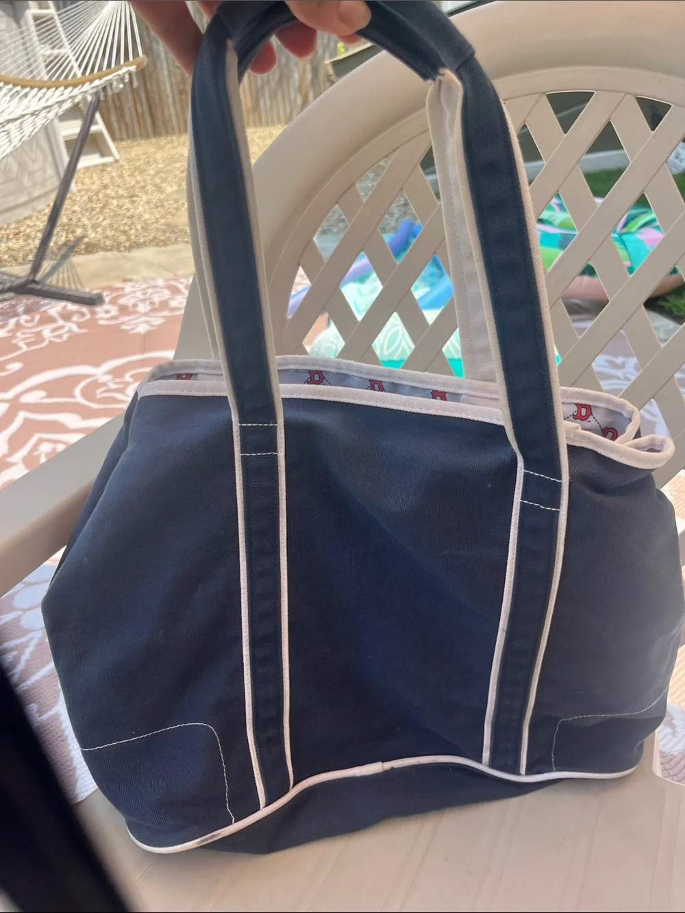Boston Red Sox Navy Canvas Duffel Tote with Red 'B' Logo